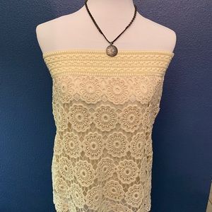 NWT Cream Embroidered Convertible Top/Skirt